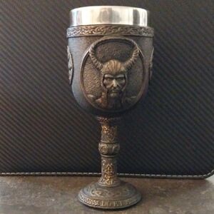 Decorative Loki Goblet Chalice in Aged Bronze Finish